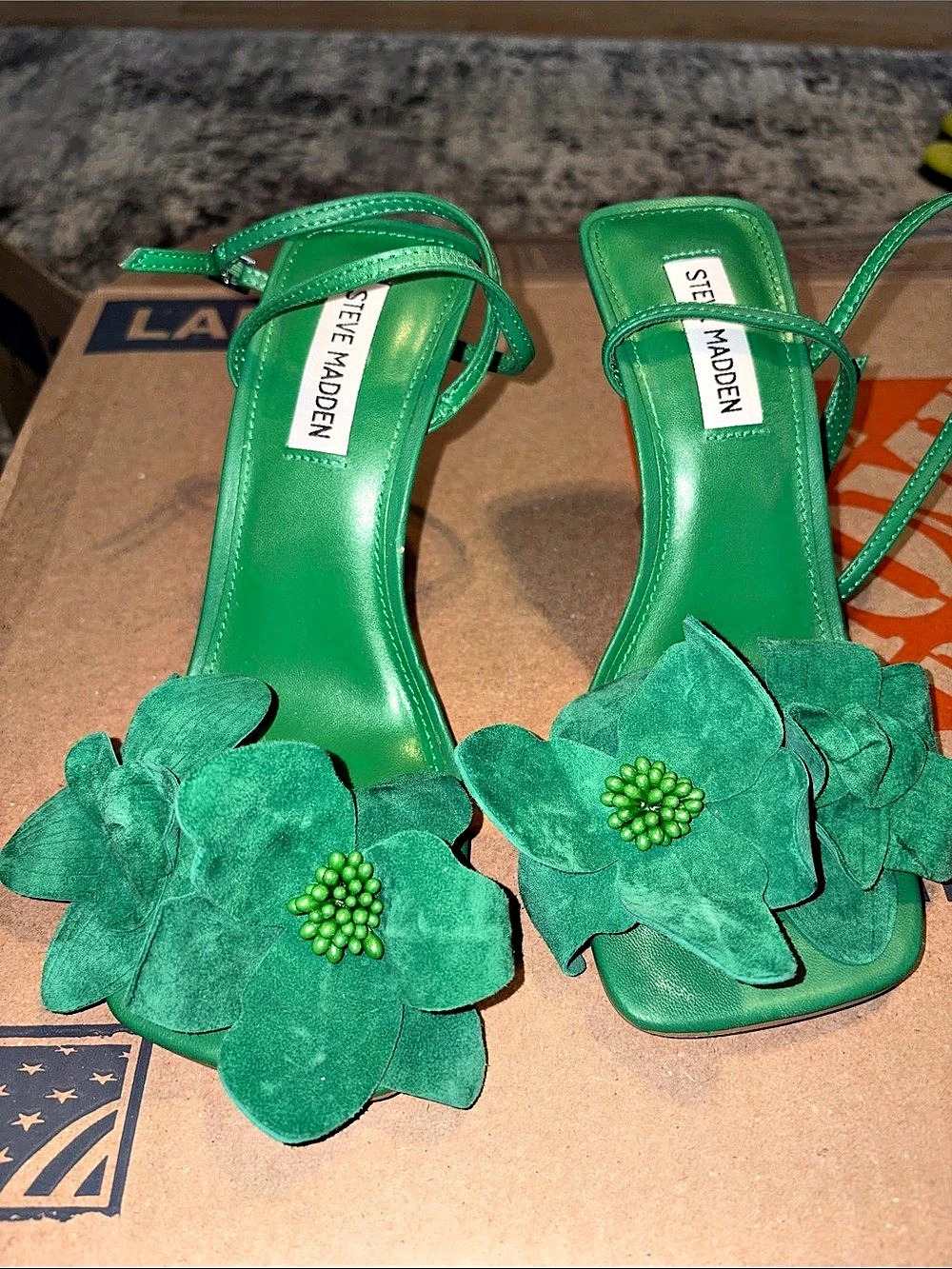 Steve Madden Green Floral Platform Heels